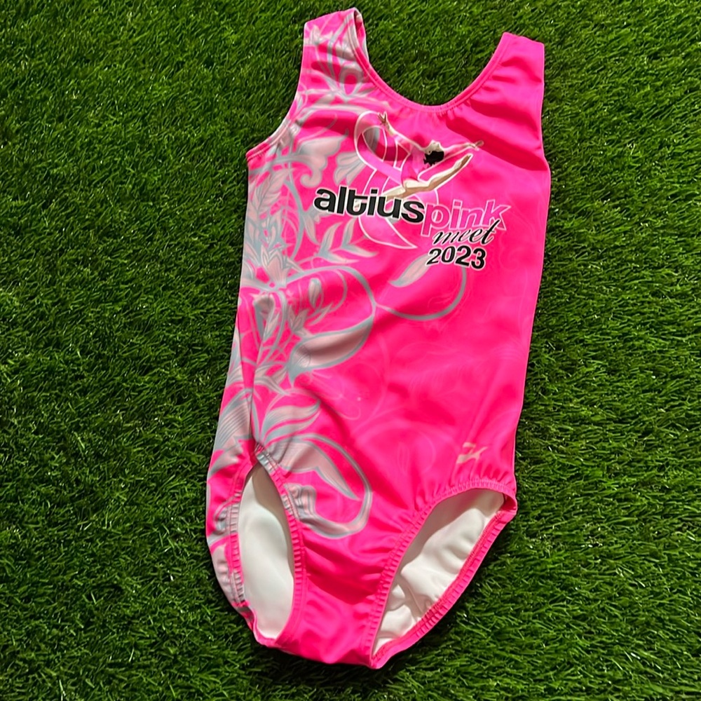 GK Gymnastics Leotard, Altius Pink Meet 2023, Breast Cancer Support